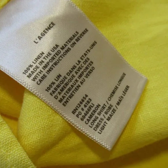 NWT L'Agence Cameron in Light Maize Yellow Linen Belted Maxi Shirt Dress S - Picture 4 of 4